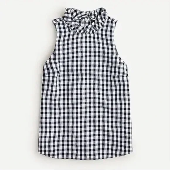 J. Crew Ruffleneck top in drapey gingham AW865 XS NWT - Picture 2 of 6